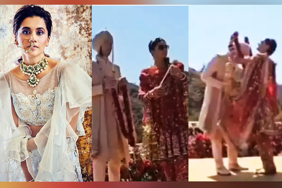 Taapsee Pannu's wedding video leaked, bride decks up in red suit