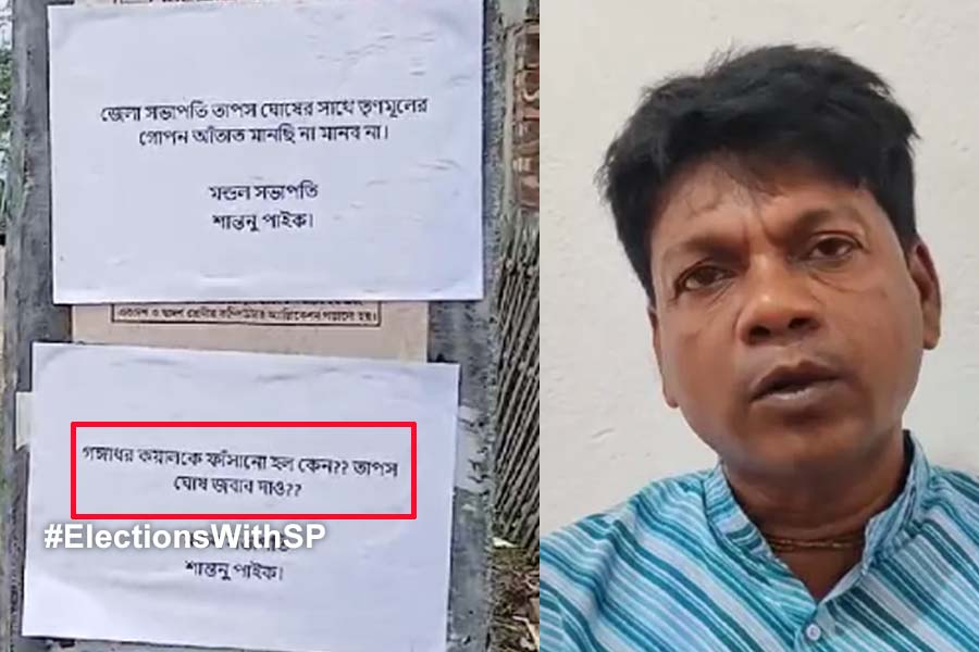 বিজেপি নেতাই ফাঁসিয়েছেন স্টিং ভিডিওর গঙ্গাধরকে! পোস্টারে ছয়লাপ সন্দেশখালি