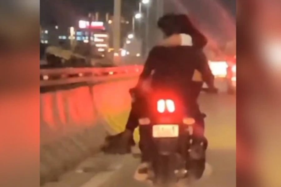 Viral Video of Bengaluru Man rides bike with woman sitting on lap