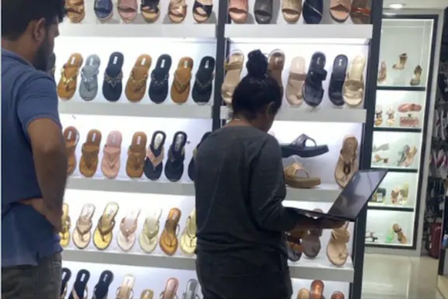 Bengaluru Woman Shops For Footwear While Attending Meeting On Laptop