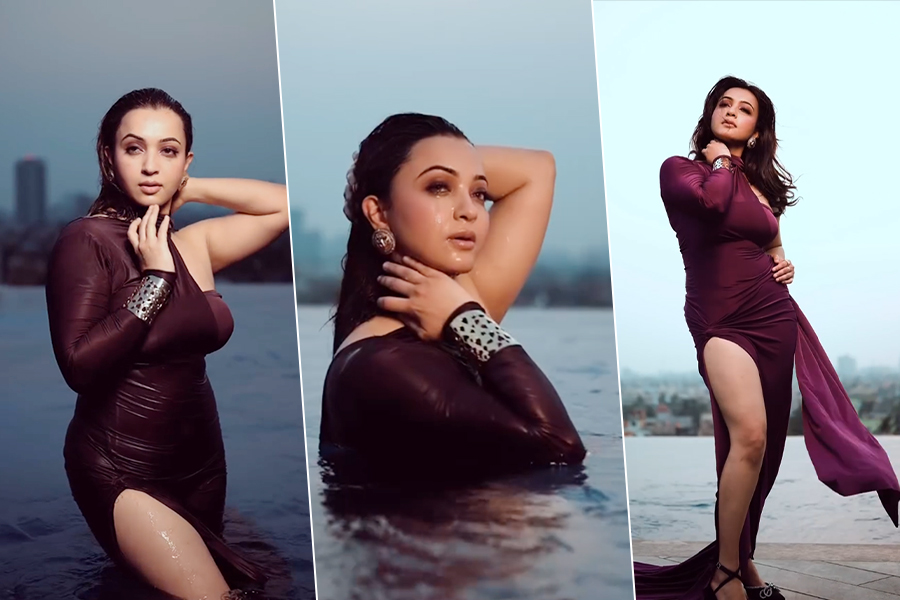 ভেজা শরীরে জলকেলি কৌশানির, আগুন রূপে পুড়ছে নেটপাড়া