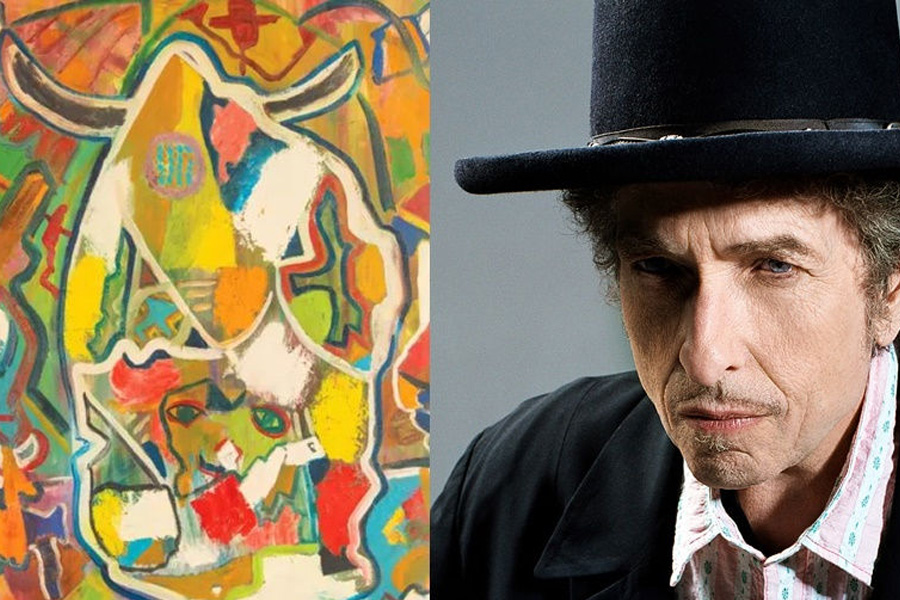 A Painting of Bob Dylan on auction