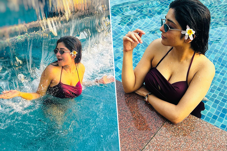 ভেজা শরীরে যৌবনের উসকানি, আগুনে রূপ ‘নিম ফুলের মধুর’ মৌমিতার