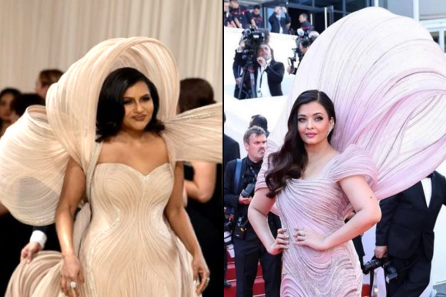 Netizens found similarities between Mindy Kaling's Met Gala dress and Aishwarya Rai Bachchan's Cannes Dress