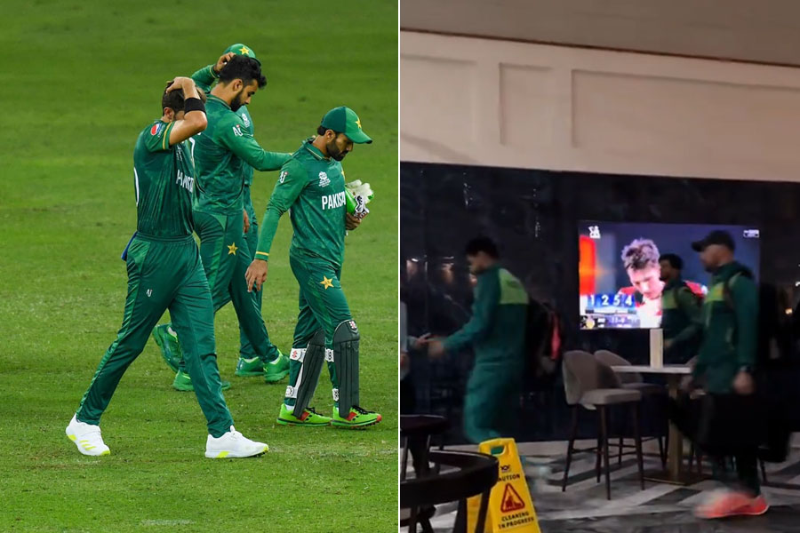 Indians fans mock Pakistan cricket players as they walked past IPL final playing on TV
