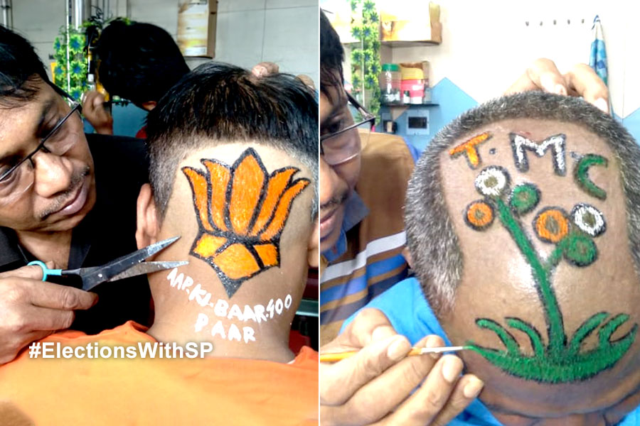 2024 Lok Sabha Election: Hair stylist of Howrah goes viral with his innovative style of Hair cutting during election time