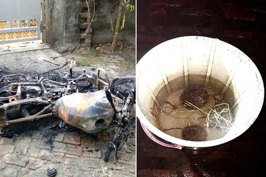 বিজেপি নেতার বাড়ি লক্ষ্য করে বোমা, বাইকে আগুন, ভোটের মুখে খেজুরিতে উত্তেজনা
