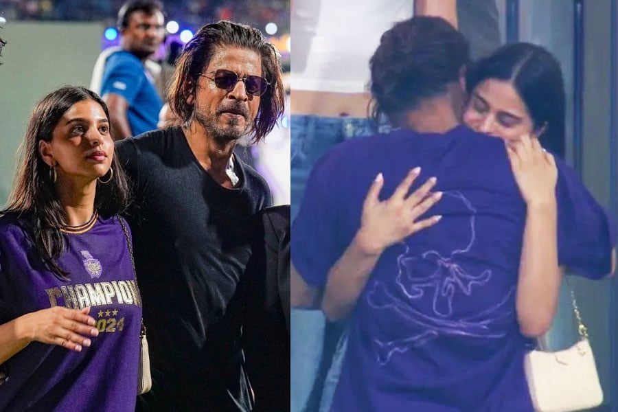 Shah Rukh Khan hugs crying suhana, celebrates with AbRam, Aryan as KKR wins IPL 2024