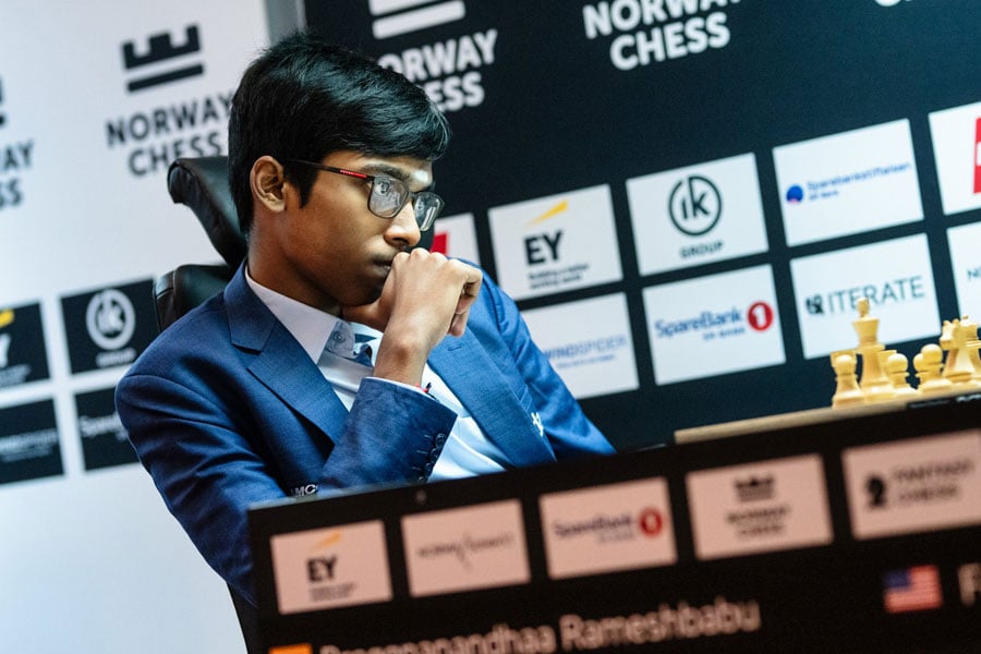 R Praggnanandhaa continued his domination in Norway Chess competition by defeating Fabiano Caruana