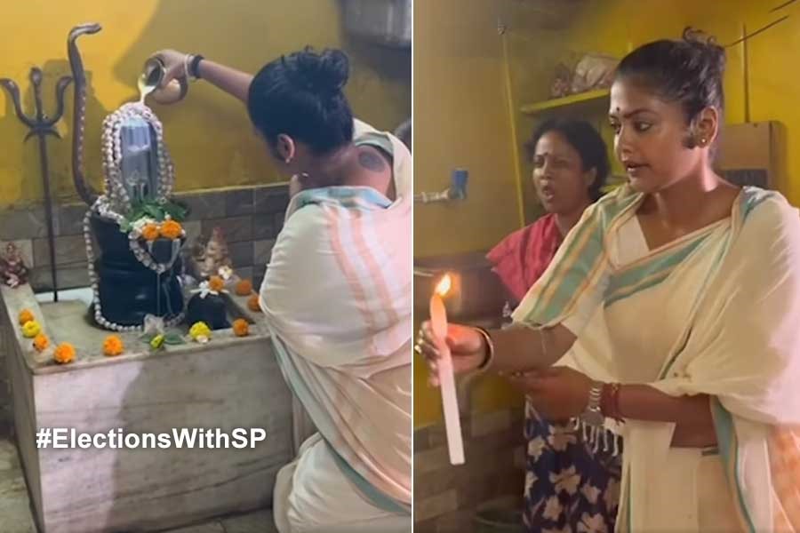 Saayoni Ghosh worshipped shivalinga before polling