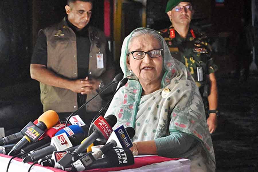 ছাত্র আন্দোলনে ক্ষতিগ্রস্ত বাংলাদেশ টেলিভিশন ভবন দেখে হাসিনার চোখে জল