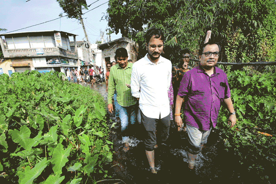 বন্যা বিধ্বস্ত কোলাঘাট, হাঁটুজল ভেঙে গ্রামবাসীদের ত্রাণ বিলি কুণাল-দেবাংশুর