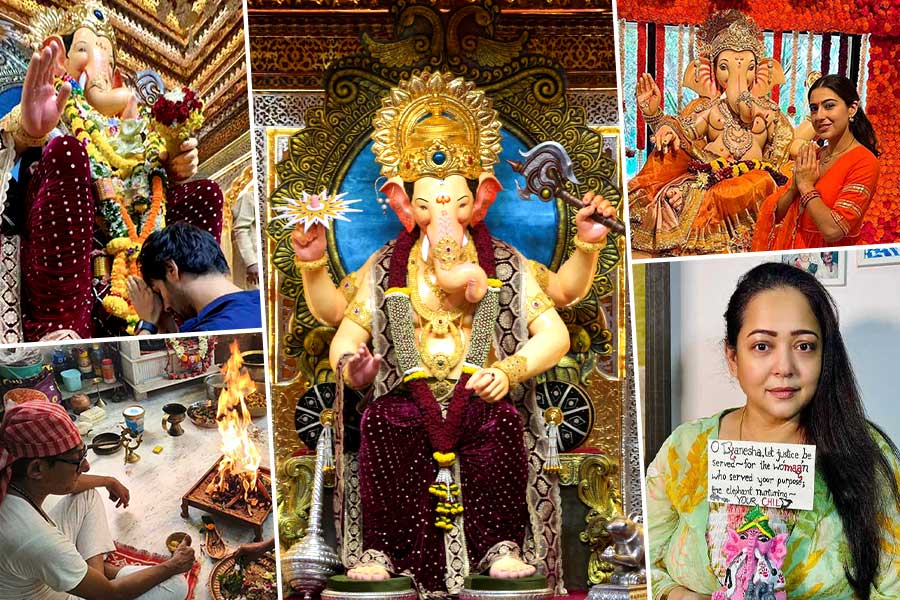 কাঞ্চন-অপরাজিতা থেকে কার্তিক-সারা, গণেশ বন্দনায় টলিউড-বলিউডের তারকারা