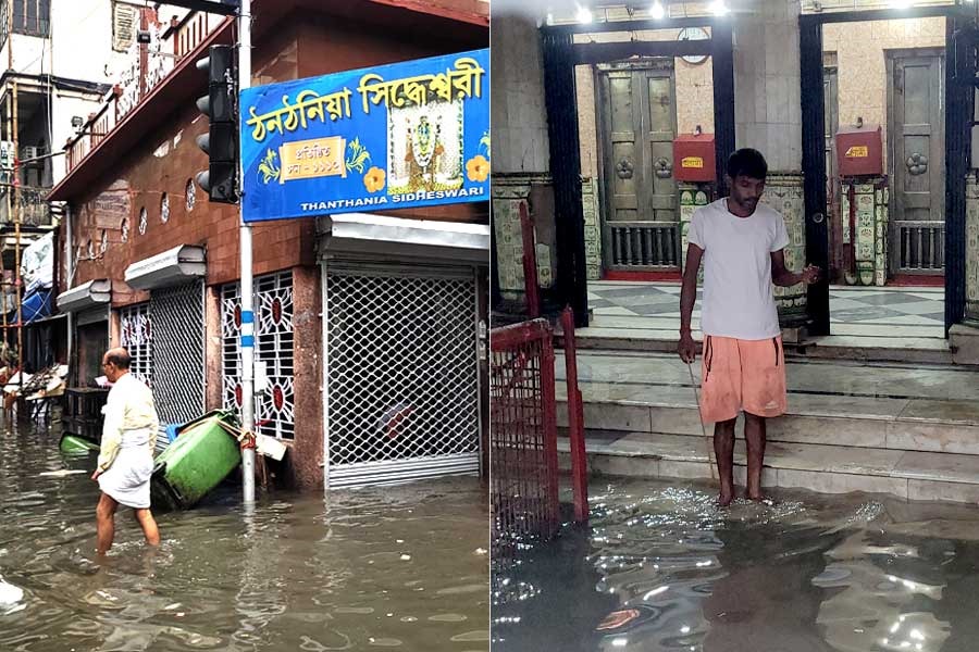 ঠিক যেন সমুদ্র! ‘ডানা’র আঁচে জলমগ্ন কলকাতার ঠনঠনিয়া কালীবাড়ি চত্বর