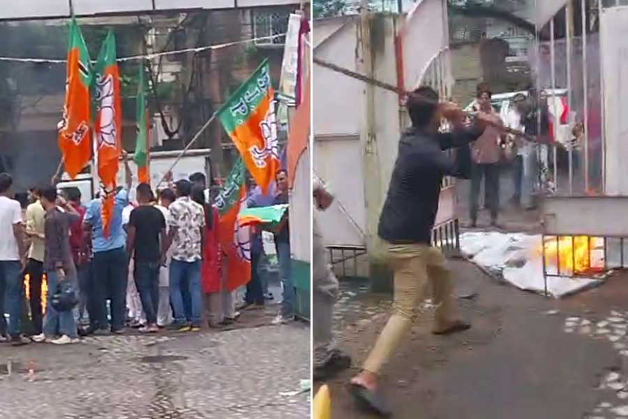বিহারের আঁচ কলকাতায়! প্রধানমন্ত্রীকে কুকথায় বঙ্গে কংগ্রেসের সদর দপ্তরে ‘হামলা’ বিজেপির