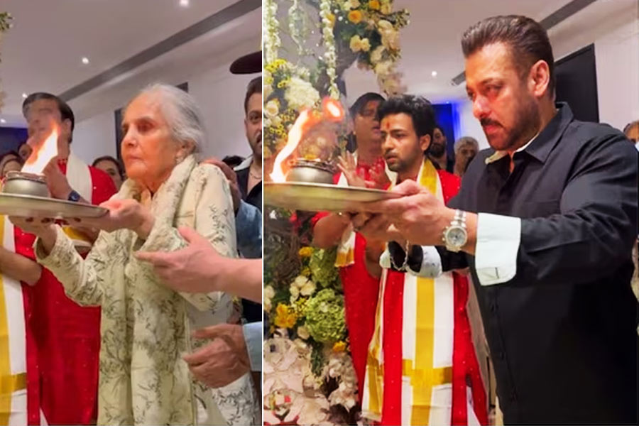 পরিবারের তিন প্রজন্মের সঙ্গে গজাননের আরাধনায় সলমন খান, ভাইরাল ভাইজানের গণেশভক্তির ভিডিও