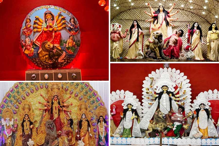 কোথাও পটে, কোনওখানে একচালায়! আবাসনের পুজোয় সাবেকিয়ানার সঙ্গে আধুনিকতার মেলবন্ধন