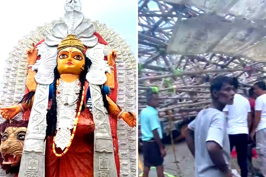 চন্দননগরে বড় বিপর্যয়, ভেঙে পড়ল সব থেকে বড় জগদ্ধাত্রী!