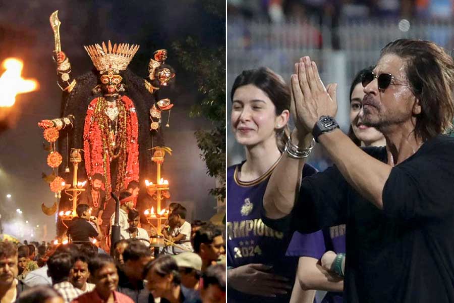 ‘জয় বামা কালী…’, শান্তিপুরের নৃত্যরতা দেবীকে দেখে আপ্লুত শাহরুখের দল কেকেআর