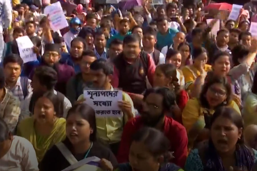 Some ssc candidate stages protest in front of Bikash Bhavan