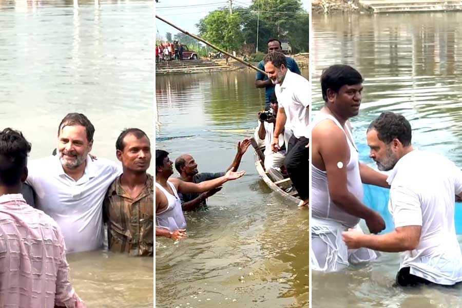 নৌকা থেকে সটান ঝাঁপ, ভোটের টানে বিহারের জাতপাতের ঘোলাজলে মাছ ধরছেন রাহুল!