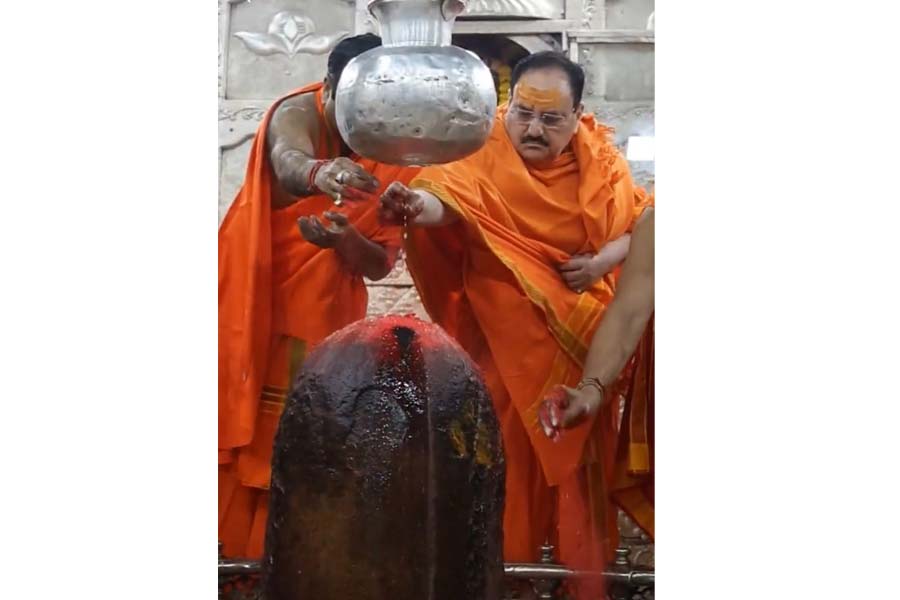 JP Nadda offered prayers at the Mahakal Temple in Ujjain