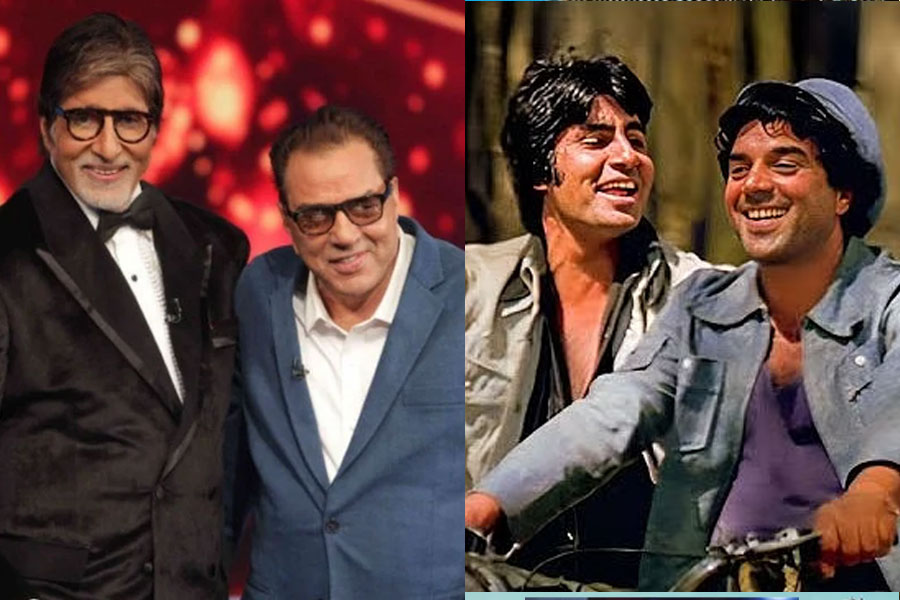 কেবিসির মঞ্চে ধর্মেন্দ্রর ‘ইক্কিশ’ ছবির প্রচার, ‘শোলে’ স্মৃতিতে বুঁদ হয়ে ‘বীরু’র জন্য মনখারাপ ‘জয়’ অমিতাভের