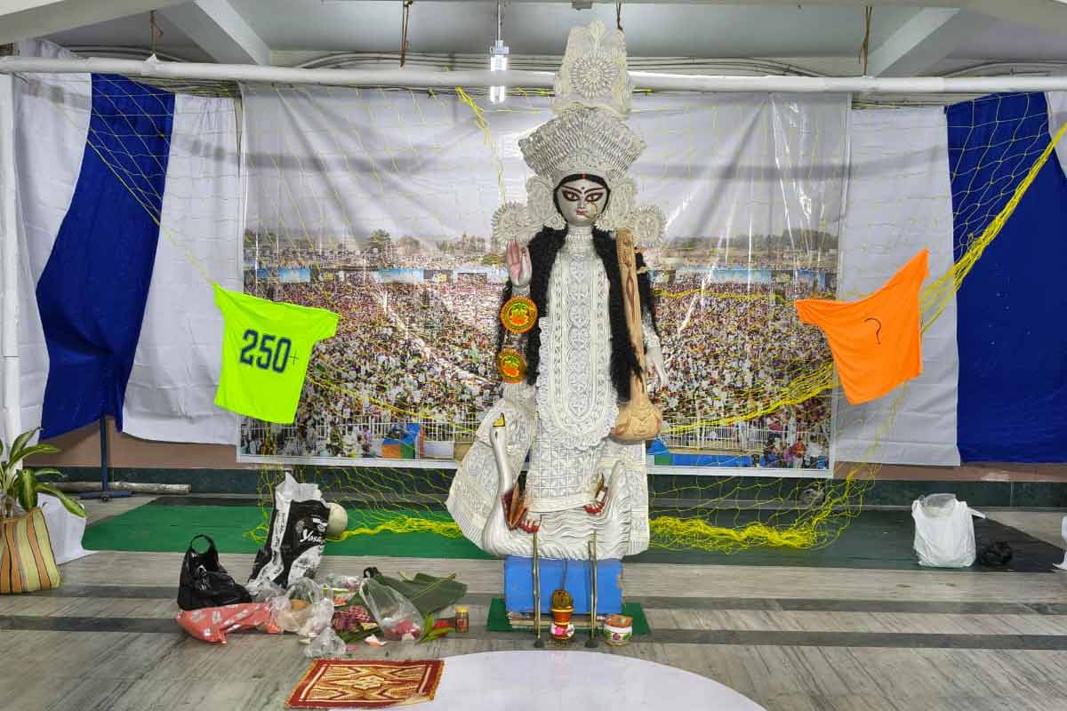 বাগদেবীর আরাধনায় SIR প্রতিবাদ, বালিগঞ্জ সায়েন্স কলেজের থিম ঘিরে চড়ছে রাজনৈতিক উত্তাপ