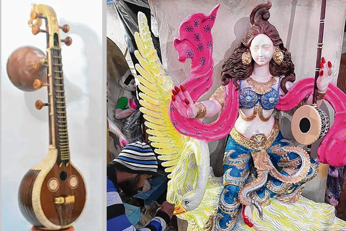 বীণাহীন বীণাপানি! মধুর ঝংকার অতীত, এখন তানপুরা হাতে সরস্বতীই ট্রেন্ডিং