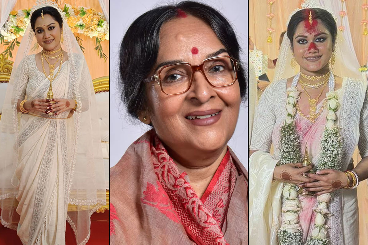 সাদা শাড়ি-ওড়নায় বিয়ের পিঁড়িতে বঙ্গতনয়া! মমতা শংকর বললেন, ‘হিন্দু ধর্মে…’