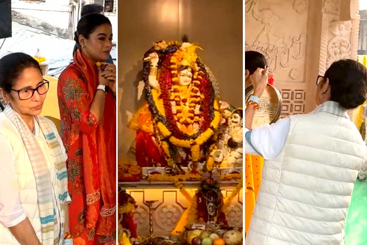 হাতে কাঁসর-ঘণ্টা, ইমনকে সঙ্গে নিয়ে কালীঘাটে বগলা মায়ের মন্দির উদ্বোধনে মুখ্যমন্ত্রী