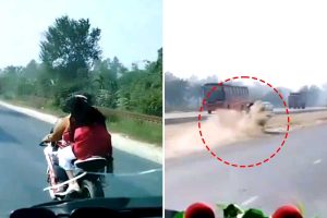 প্রেমিকাকে পিছনে বসিয়ে বাইকে স্টান্ট তরুণের! ভয়াবহ দুর্ঘটনার কবলে যুগল, দেখুন ভিডিও