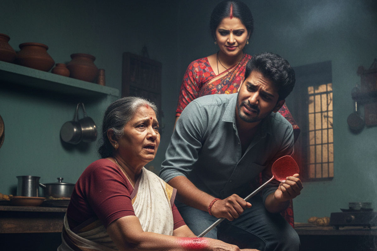 স্ত্রীর প্ররোচনায় শ্বশুর-শাশুড়িকে বাড়িতে রাখার ছক! মা’কে খুন্তির ছ্যাঁকা দিয়ে ঘরছাড়া ‘গুণধর’ ছেলের