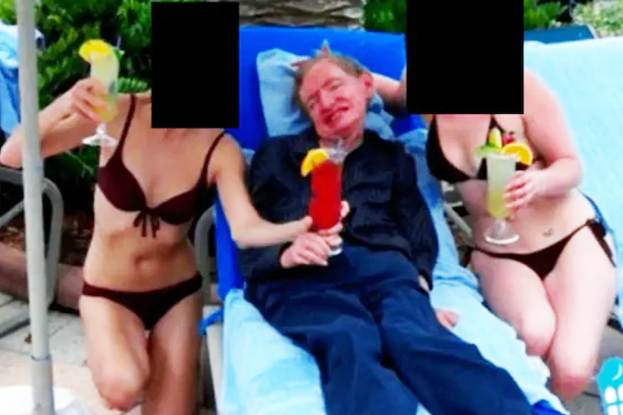 Epstein Files: Famous Scientist Stephen Hawking seen sandwiched between bikini-clad women