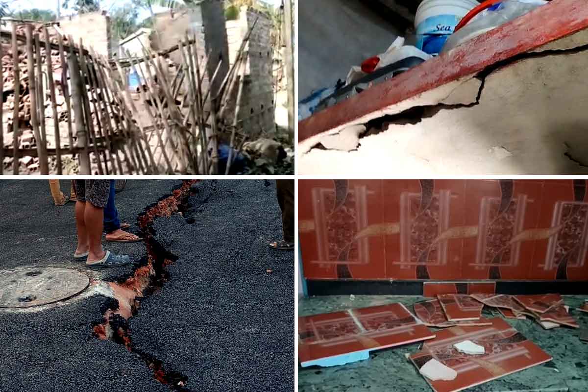 ভূমিকম্পে ক্ষয়ক্ষতি-আতঙ্ক ! বেহালার রাস্তায় ফাটল, ভাঙল বাড়ি