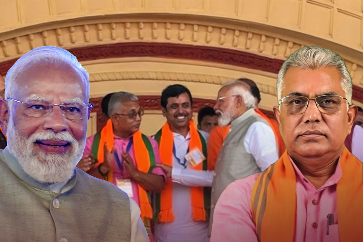 ভোটের আগে বিরাট খবর, বিজেপি-মঞ্চে একান্তে কথা মোদি-দিলীপের