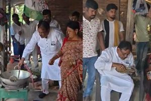 হেঁশেলে ঢুকে রান্না, প্রচারে বেরিয়ে ভোটারের বাড়িতে মাছ-ভাতে মধ্যহ্নভোজ সারলেন তৃণমূলের নির্মল