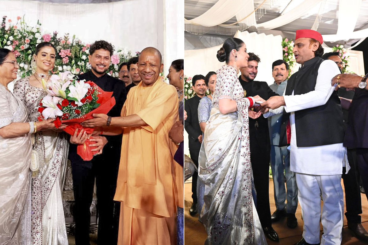অখিলেশের পায়ে হাত দিয়ে প্রণাম, যোগীকে শুধু নমস্কার! রিসেপশনে কুলদীপের স্ত্রীর কীর্তি ভাইরাল!