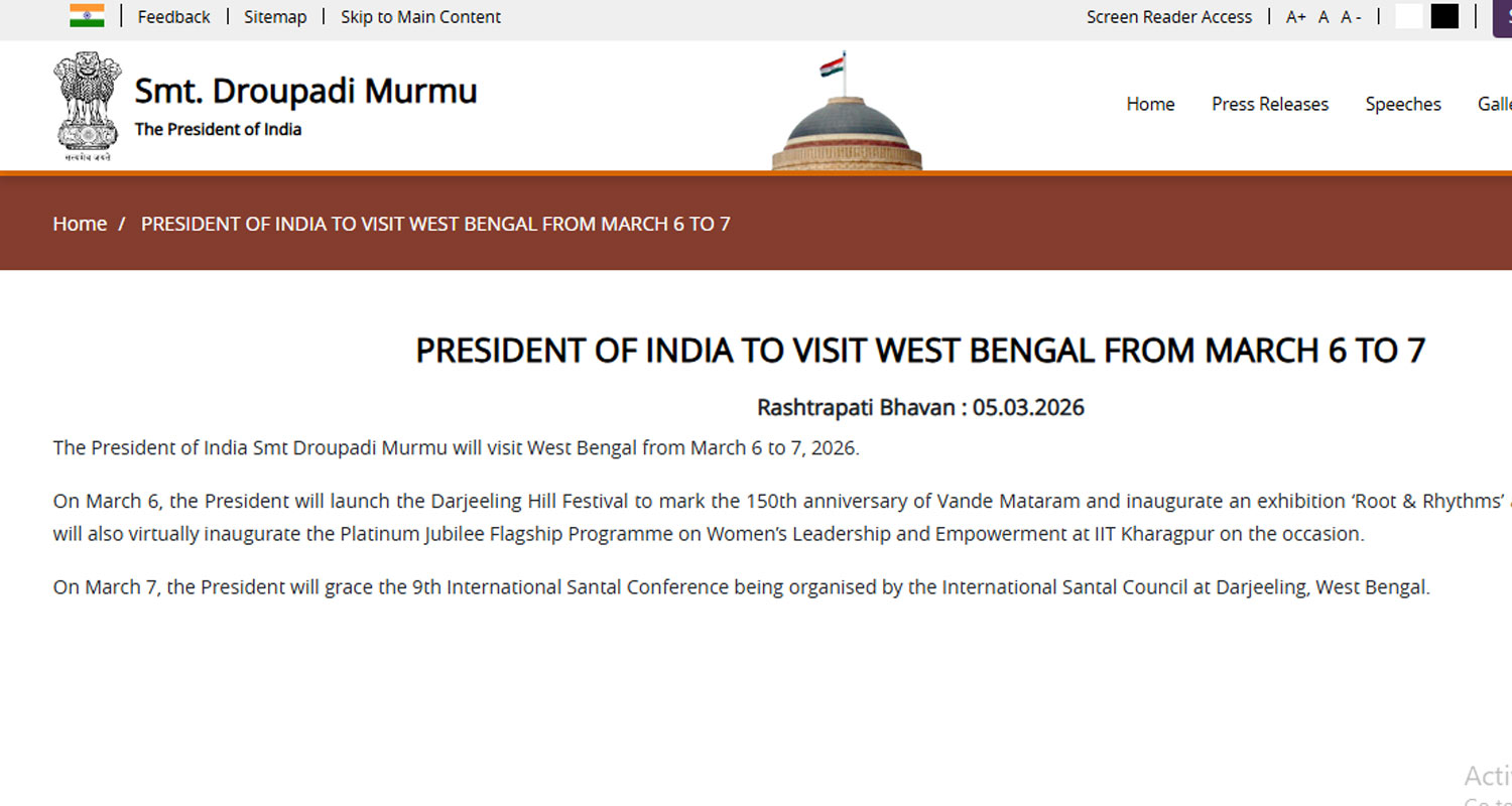 President Draupadi Murmu cancels today North Bengal visit