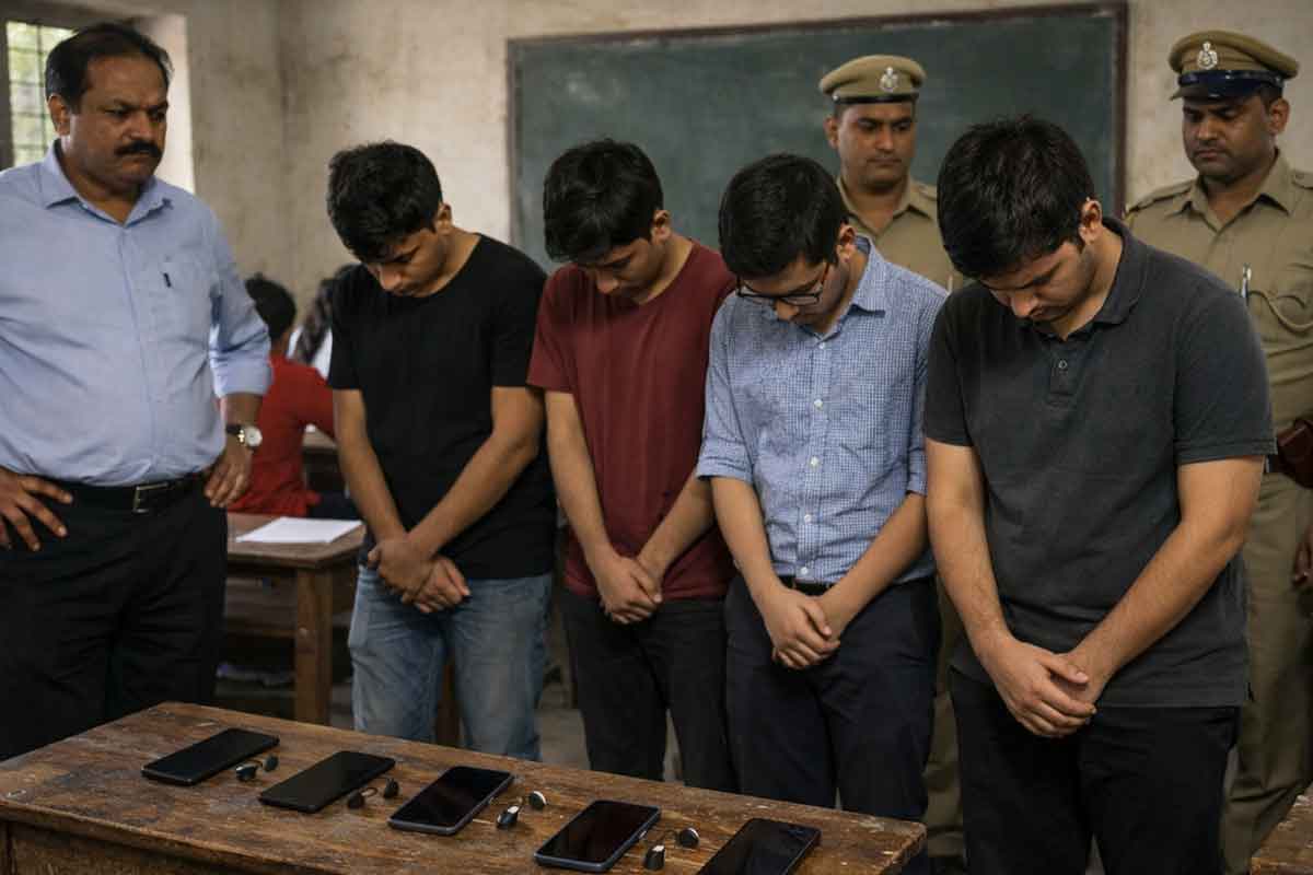 চাকরির লড়াইয়ে প্রযুক্তির ফাঁদ! গ্রুপ সি পরীক্ষায় মোবাইল, ব্লুটুথ-সহ গ্রেপ্তার ৪ পরীক্ষার্থী