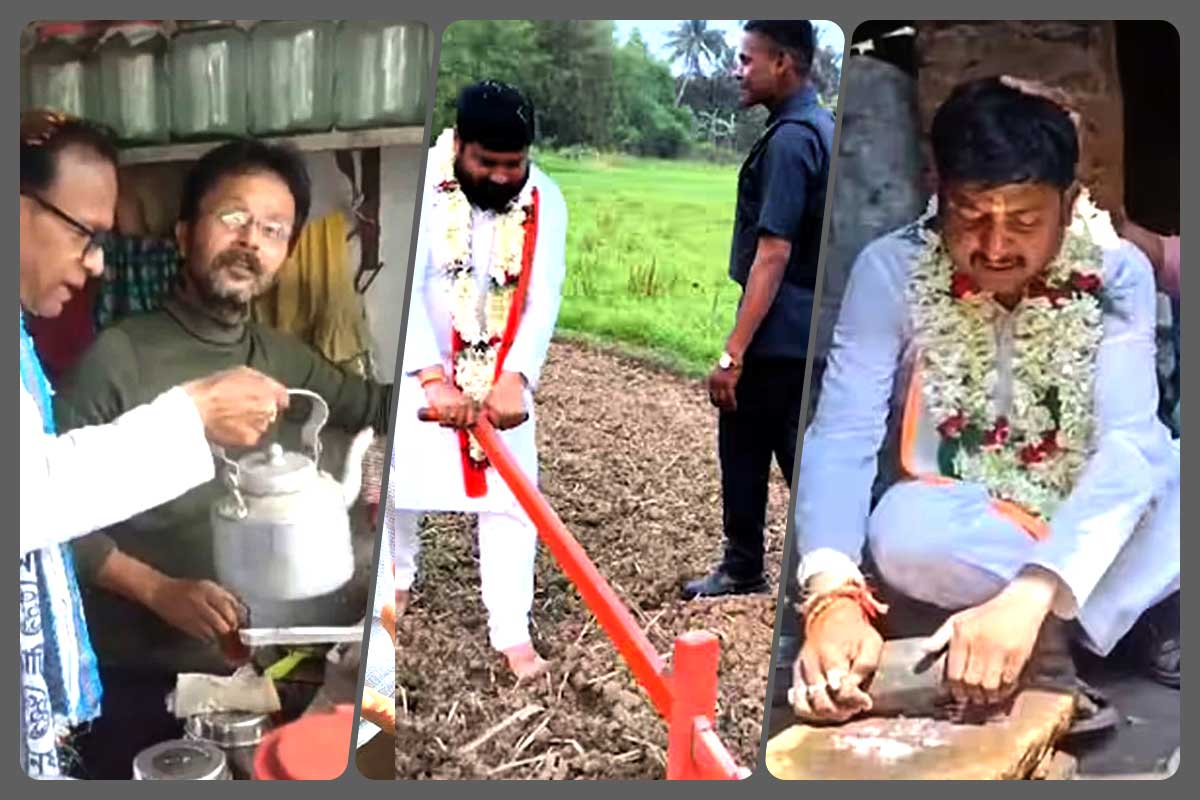 কেউ বাটলেন মশলা, কেউ মাঠে চষলেন লাঙল, ভোটের বঙ্গে রাজ্যজুড়ে প্রচারের নানা রঙ্গ