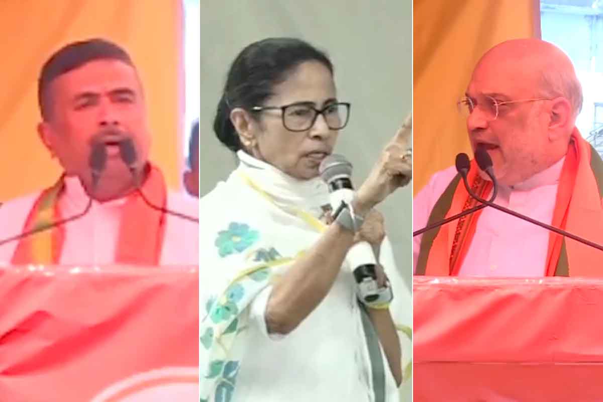 নাম না করে ওয়েইসি-হুমায়ুনকে বিঁধলেন মমতা, হাজরায় শুভেন্দুকে পাশে নিয়ে ‘সোনার বাংলা’ গড়ার ডাক শাহের