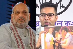শাহকে এয়ারপোর্টে ফুল দিচ্ছে কোল মাফিয়া? ছবি দেখিয়ে দুর্নীতি ইস্যুতে বিজেপিকে বিঁধলেন অভিষেক