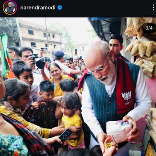 PM Narendra Modi posted a picture of himself eating jhalmuri on Instagram.