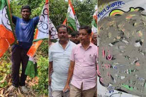 নন্দীগ্রামে তৃণমূলের দেওয়াল লিখন মুছল বিজেপি! গ্রেপ্তার না করলে আন্দোলনের হুঁশিয়ারি