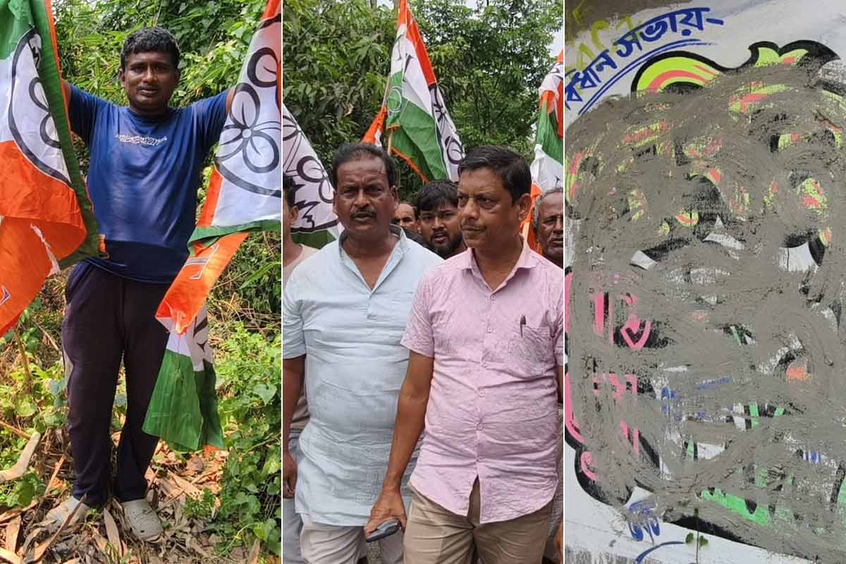 নন্দীগ্রামে তৃণমূলের দেওয়াল লিখন মুছল বিজেপি! গ্রেপ্তার না করলে আন্দোলনের হুঁশিয়ারি