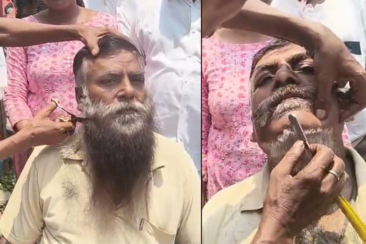 জেদের প্রতীক শ্মশ্রুগুম্ফ! তৃণমূলের পতনে ‘ভীষ্মের প্রতিজ্ঞা’ ভেঙে দাড়ি কাটলেন কংগ্রেস কর্মী