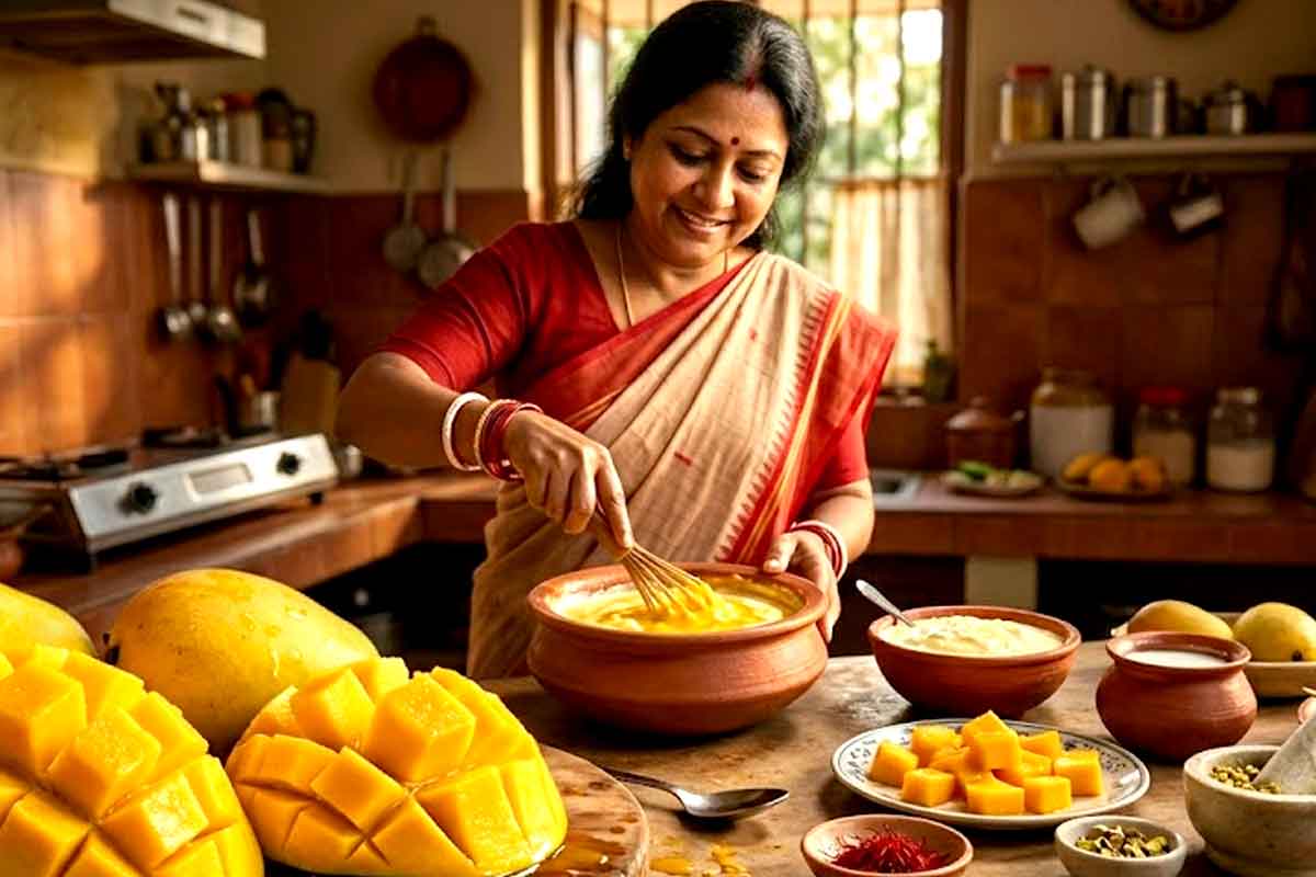 হিমসাগর-ল্যাংড়ার মরশুম, নামমাত্র খরচে ঘরেই বানান রেস্তরাঁ স্টাইলের আম ভাপা দই