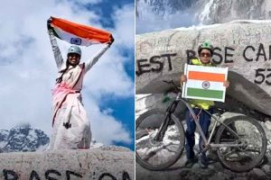সাইকেল চালিয়ে কলকাতা থেকে এভারেস্ট বেস ক্যাম্পে শাড়ি পরে বঙ্গকন্যা!