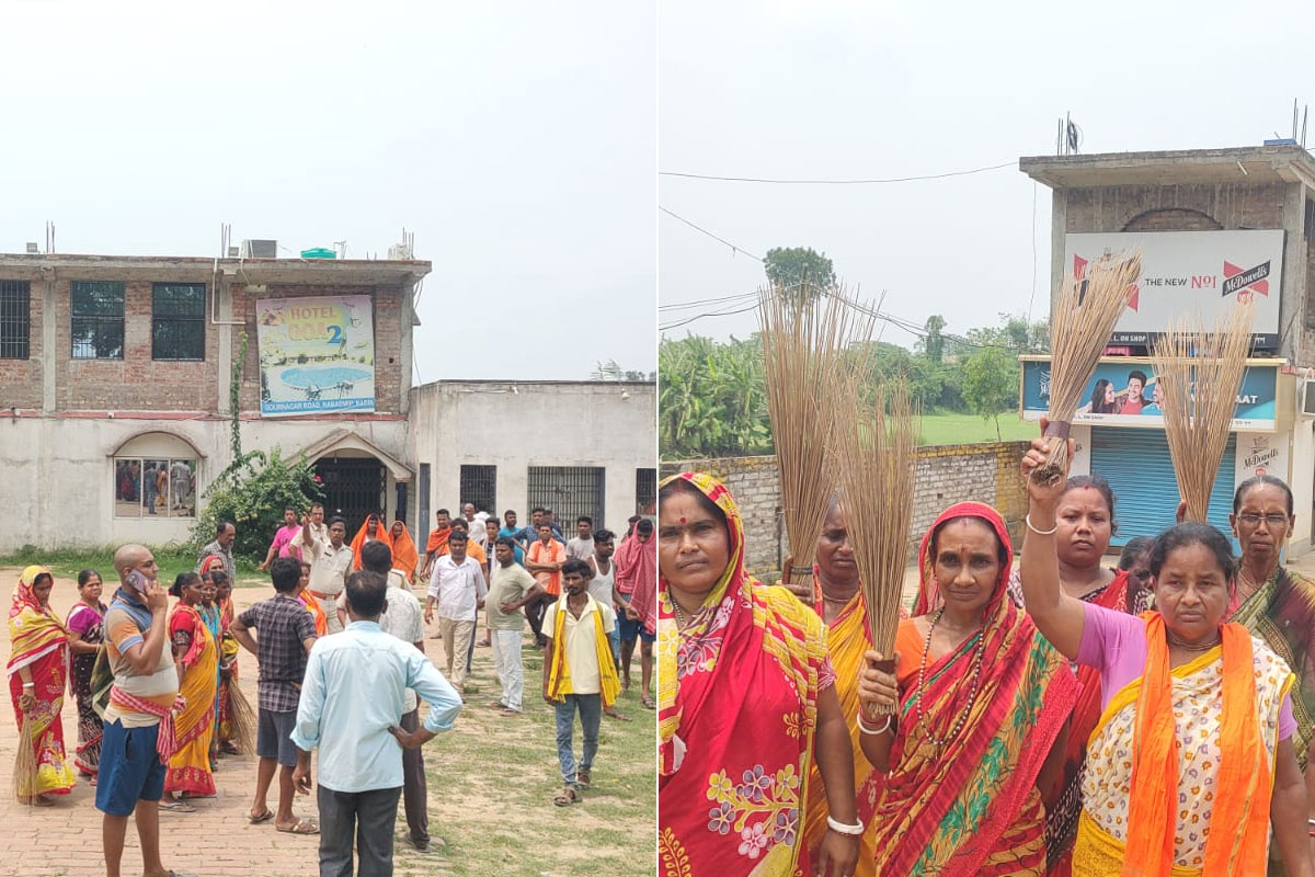 মদের দোকানের আড়ালে মধুচক্র, ঘণ্টা হিসাবে ঘর ভাড়া! ঝাঁটা হাতে প্রতিবাদ স্থানীয় মহিলাদের